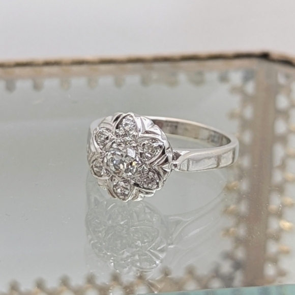 Gorgeous Vintage 14K Gold Floral Mine Cut Diamond Engagement Ring 1-1/4 CTW - Picture 3 of 13